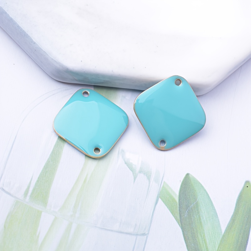 6pcs Colorful Geometric Square Charms for DIY Earrings